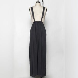 Wide Leg WovenTie Back Suspender Style Jumpsuit in Black sz SMALL